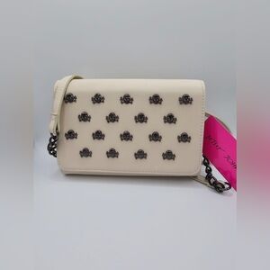 Betsey Johnson Cream Crossbody Bag with Skull Accents